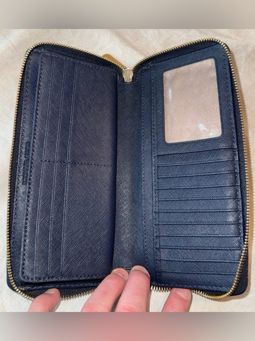 Michael Kors Navy Saffiano Zip-Around Wristlet Wallet - Picture 7 of 15